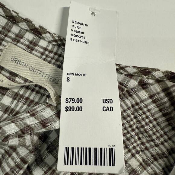Urban Outfitters S NEW UO Gabrielle Woven Midi Wrap Dress Brown Motif - Picture 7 of 11